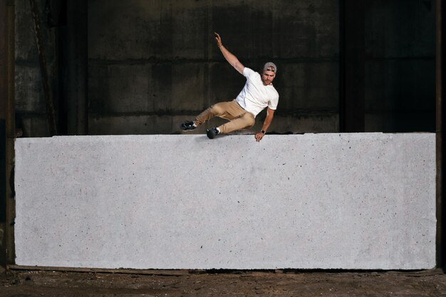Man jumping over the wall