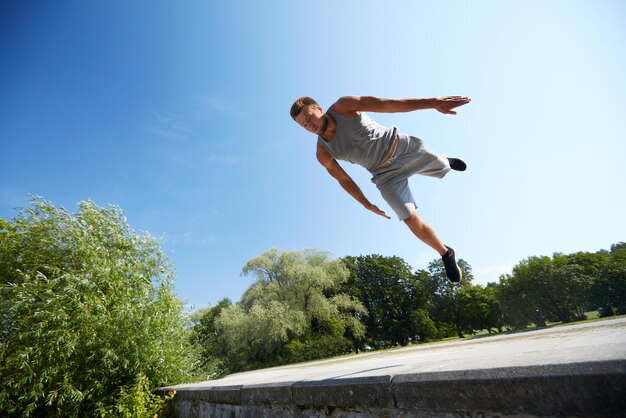 Man jumping head first