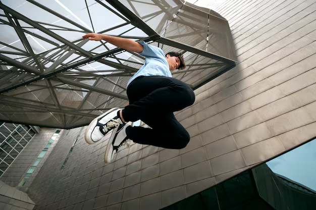 Boy doing parkour